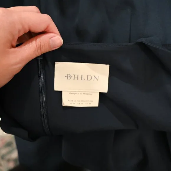 BHLDN Size 16 Dark Blue Adena Square Neckline High Slit Evening Dress